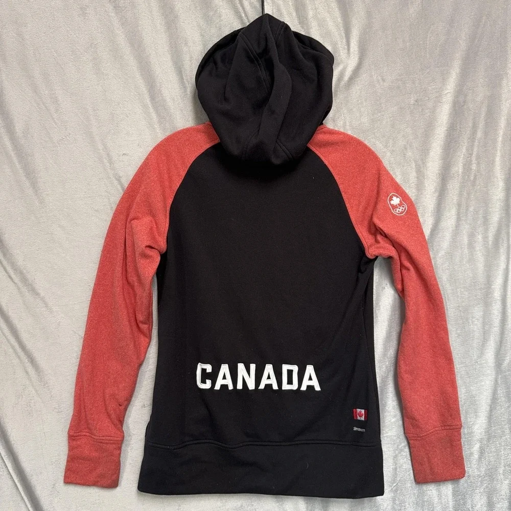 Canada Hoodie Full Zip Mens Large Black‎ Red Adidas Climawarm Olympic Team